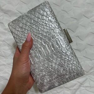 Charming Charlie Silver Textured Clutch